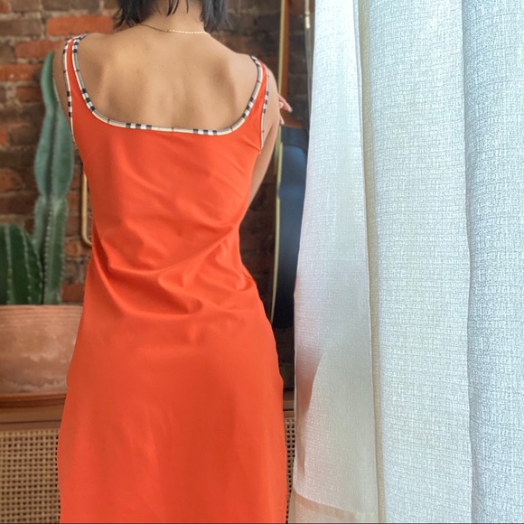Vintage Burberry Orange Square Neckline Tank Dress - Picture 6 of 8